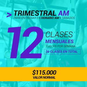 Plan Trimestral AM 90 Días 36 clases 12 veces por mes / 3 por semana